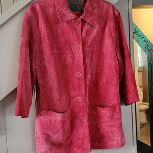 St. John’s Bay Red Suede Coat Jacket, Large
